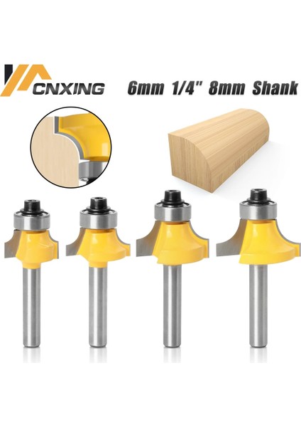 6MM/6.35MM/8MM Shank Köşe Yuvarlama Yönlendirici Bit Üzerinde Rulman Ahşap Freze Kesicisi Tungsten Karbür Ağaç Işleme Aleti Için (Yurt Dışından)