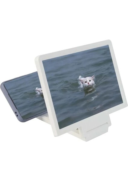 Siyah 1.5x Cep Telefonu Ekran Büyüteç 3D Ultra Net Anti- Mavi Işık Lens Katlanabilir Büyüteç Cep Telefonu Tutucu (Yurt Dışından)