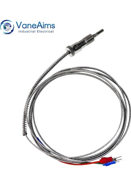 J Tipi 2 M Sıkıştırma Yaylı Termokupl M12 Vaneaims K J PT100 Tipi Metal Sıcaklık Sensörü 0.5 M 1 M 2 M 3 M Sıcaklık Kontrol Cihazı Için (Yurt Dışından)