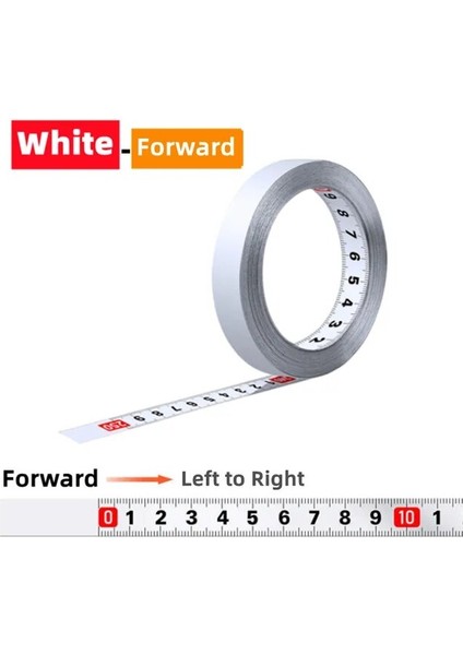 Ileri - Beyaz 2m Kendinden Yapışkanlı Mezura Paslanmaz Çelik Tezgah Cetveli Yapışkan Destekli Mezura Metrik Skala Paslanmaz Dayanıklı Dayanıklı Cetvel (Yurt Dışından)