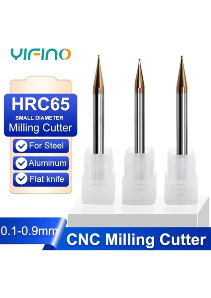 0.7mm Çelik Yıfıno Freze Kesici Alaşım Kaplama Tungsten Çelik Alet Cnc Işleme Küçük Çaplı Freze Üst Yüz Kesici Kiti Freze Makinesi T (Yurt Dışından)