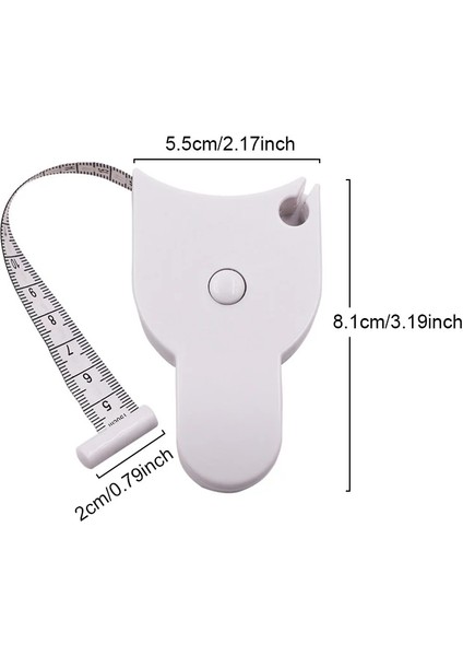 C Beyaz Otomatik Teleskopik Mezura 150/200 cm Mezura Santimetre Bantları Vücut Ölçer Tedbir Metrik Bant Dikiş Cetvel Aracı (Yurt Dışından)