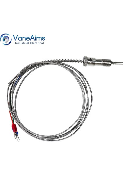 J Tipi 2 M Sıkıştırma Yaylı Termokupl M12 Vaneaims K J PT100 Tipi Metal Sıcaklık Sensörü 0.5 M 1 M 2 M 3 M Sıcaklık Kontrol Cihazı Için (Yurt Dışından)