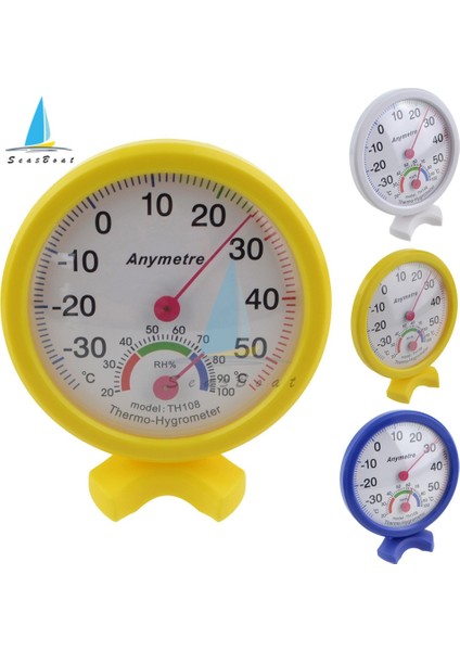 Mavi Mini Yuvarlak Kapalı Açık Termometre Higrometre Ev Ofis Duvara Montaj Sıcaklık Nem Monitörü Buzdolabı Ölçü Aracı TH108 (Yurt Dışından) fırsatları