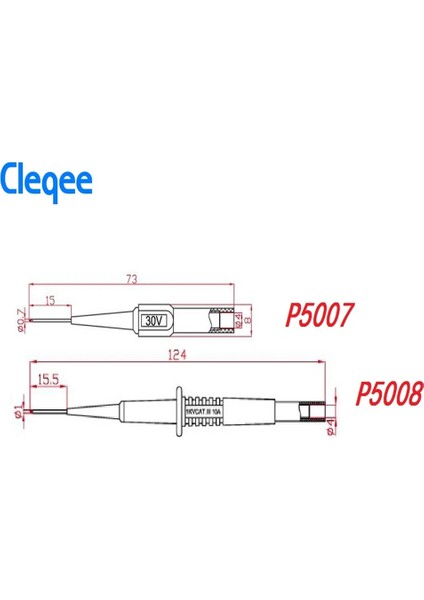 3 Adet P5009 Yenı Cleqee P5007 P5008 P5009 2 Adet Yalıtım Delme Iğnesi Tahribatsız Multimetre Test Probları Kırmızı/siyah (Yurt Dışından)
