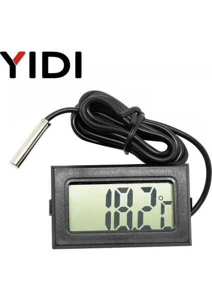 Kare Siyah Mini LCD Dijital Termometre Higrometre Ölçer Test Cihazı Probu Kuluçka Akvaryum Sıcaklık Nem Ölçer Sensör Dedektörü (Yurt Dışından)