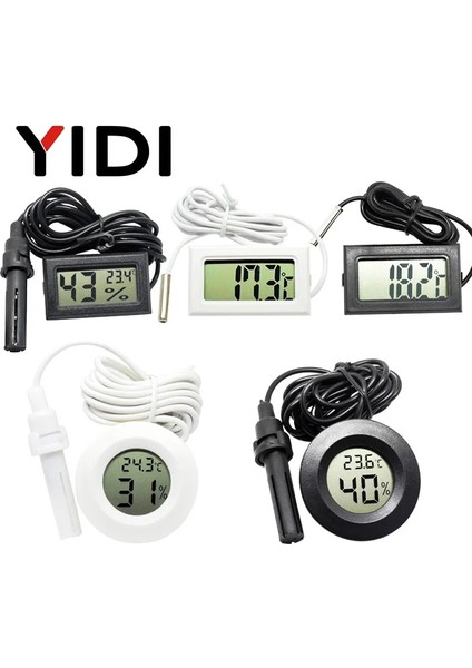 Kare Siyah Mini LCD Dijital Termometre Higrometre Ölçer Test Cihazı Probu Kuluçka Akvaryum Sıcaklık Nem Ölçer Sensör Dedektörü (Yurt Dışından) fiyatları