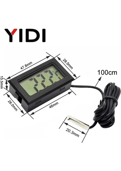 Kare Siyah Mini LCD Dijital Termometre Higrometre Ölçer Test Cihazı Probu Kuluçka Akvaryum Sıcaklık Nem Ölçer Sensör Dedektörü (Yurt Dışından) fırsatları