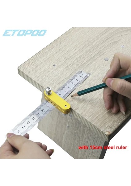 15 cm Cetvel ile 150MM 200MM 300MM Ağaç Işleme Açısı Scribe Hattı Scribe Ahşap Kurallı Marangoz Konumu Bulucu Çelik Cetvel Blok Ölçer Ahşap Araçları (Yurt Dışından)
