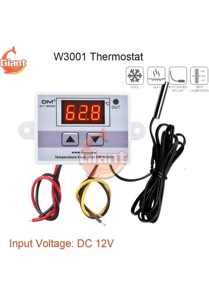 W3002 Dc 12V W3002 12V 24V 110V 220V LED Dijital Sıcaklık Kontrol Cihazı Termostat Termoregülatör Sensör Ölçer Buzdolabı Su Isıtma Soğutma (Yurt Dışından)