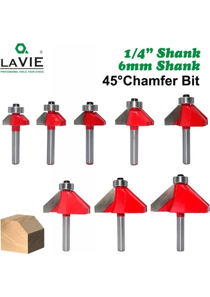 6mm Shank 26.5mm Lavıe 1 Adet 6mm 6.35MM Shank 45 Derece Pah Yönlendirici Bit Kenar Şekillendirme Konik Ağaç Işleme Freze Kesicisi Ahşap Uçları Için MC01130 (Yurt Dışından) fiyatları