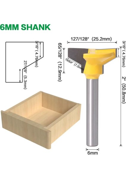 No1 1l4 Shank 6mm Shank 1/4 "shank Geri Dönüşümlü Çekmece Ön Yönlendirici Bit Ağaç Işleme Kesici Takım Freze Kesicisi (Yurt Dışından) fiyatları