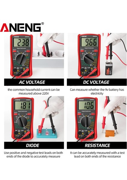 02 Aneng DM850 Eletrical Dijital 1999 Sayımları Profesyonel Multimetre Otomatik Ac/dc Gerilim Test Cihazı Ohm Akım Ampermetre Dedektörü Aracı (Yurt Dışından)