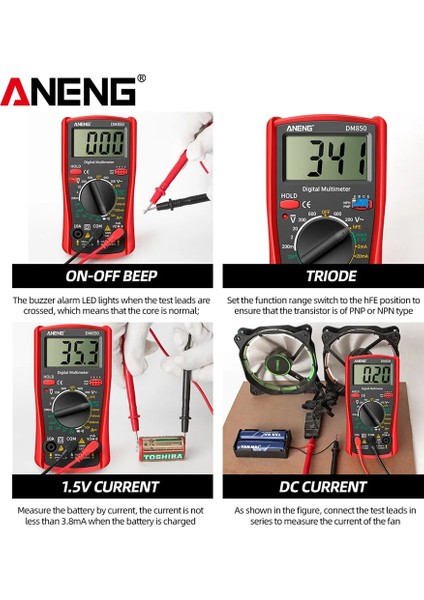 02 Aneng DM850 Eletrical Dijital 1999 Sayımları Profesyonel Multimetre Otomatik Ac/dc Gerilim Test Cihazı Ohm Akım Ampermetre Dedektörü Aracı (Yurt Dışından)
