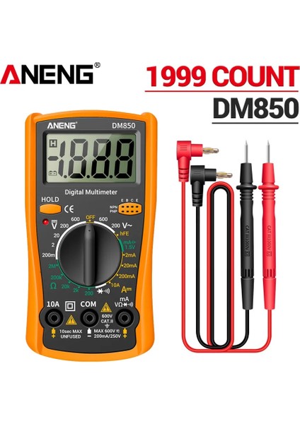 02 Aneng DM850 Eletrical Dijital 1999 Sayımları Profesyonel Multimetre Otomatik Ac/dc Gerilim Test Cihazı Ohm Akım Ampermetre Dedektörü Aracı (Yurt Dışından)