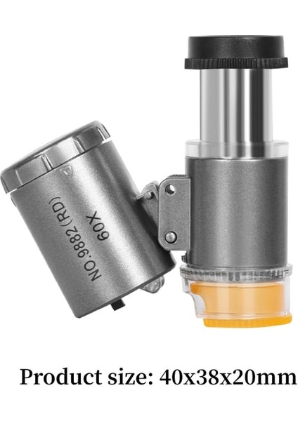 03 Gri Büyüteç Taşınabilir Mikroskop 60X LED Işık Uv Lamba Optik Büyüteç Cam Lens Izle Antika Algılama Test Cihazı Dayanıklı Abs (Yurt Dışından)