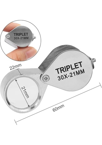 30X Katlanır Jewllery Büyüteç Taşınabilir Büyüteç Cep Boyutu Güzel Jewllery Büyüteç 30X Büyütme Metal Gümüş 30*21 mm (Yurt Dışından) fırsatları