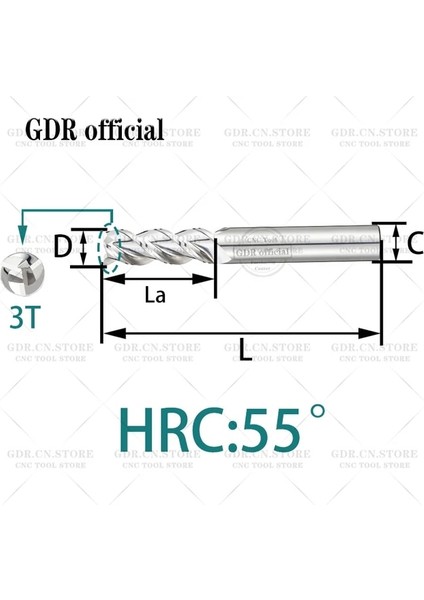 D3XC3X50L HRC55 Alüminyum Freze Kesici Düz Parmak Frezeler Karbür Freze 3 Flüt Tungsten Freze Cnc Takım Parmak Frezeler Hss Metal Kesici (Yurt Dışından)