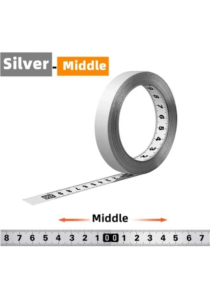 Orta - Gümüş 1m Kendinden Yapışkanlı Mezura Paslanmaz Çelik Tezgah Cetveli Yapışkan Destekli Mezura Metrik Ölçekli Paslanmaya Dayanıklı Dayanıklı Cetvel (Yurt Dışından)