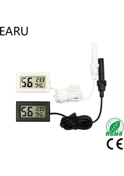 Beyaz Mini LCD Dijital Termometre Higrometre Termostat Kapalı Uygun Sıcaklık Sensörü Nem Ölçer Ölçer Aletleri Probu (Yurt Dışından)