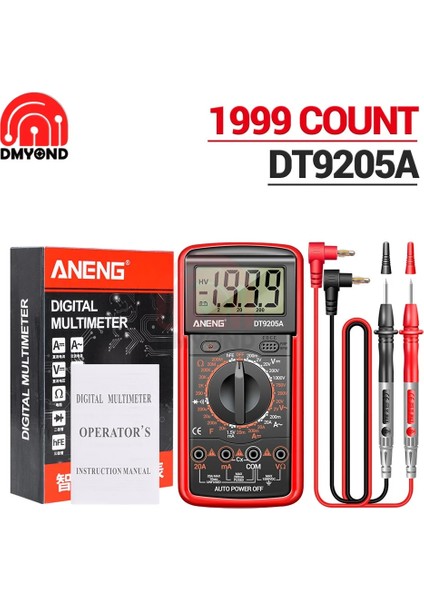 Kırmızı DT9205A Çok Fonksiyonlu LCD Dijital Multimetre Ac/dc Transistör Test Cihazı Elektrik Ncv Test Cihazı Profesyonel Analog Otomatik Ayarlama (Yurt Dışından) fiyatları
