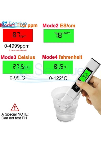 Tds Ec Temp Mavi 3'ü 1 Arada Tds/sıcaklık/ec Metre Su Test Cihazı 0-9990PPM Iletkenlik Dedektörü Su Kalitesi Monitörü Saflık Ölçü Aracı Akvaryum Için (Yurt Dışından) indirimleri