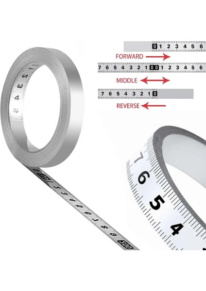 Orta - Gümüş 3m Kendinden Yapışkanlı Mezura Paslanmaz Çelik Tezgah Cetveli Yapışkan Destekli Mezura Metrik Ölçekli Paslanmaya Dayanıklı Dayanıklı Cetvel (Yurt Dışından)