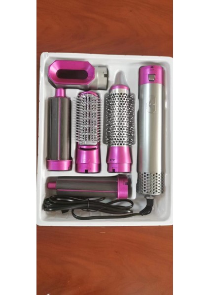 Beşi Bir Arada Sıcak Hava Tarağı, Otomatik Kıvırma Çubuğu, Çift Amaçlı Saç Şekillendirme Tarağı, Elektrikli Saç Kurutma Makinesi (Yurt Dışından)