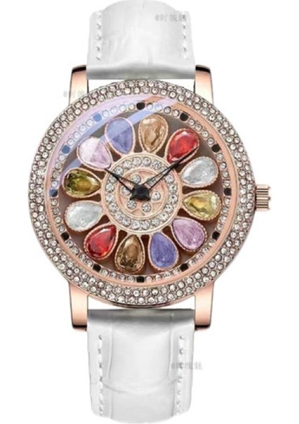 Zaman Uçup Gidiyor, Elmaslarla ve Dönen Yıldızlarla Süslenmiş Renkli Tavus Kuşu Modaya Uygun Hafif Lüks Niş Üst Düzey Saat (Yurt Dışından)