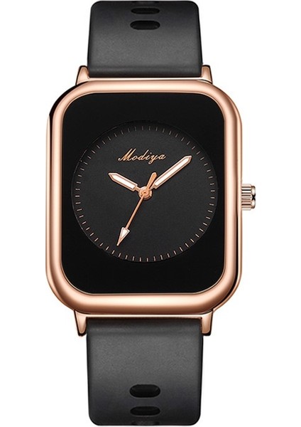 Öğrenci Izle Kadın Saati Gündelik Kare Mizaç Kuvars Silikon Bantlı Kadın Saati (Yurt Dışından)