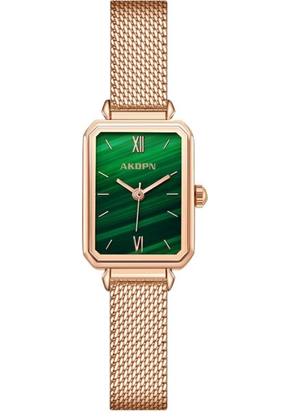 Küçük Kare Saat, Şık, Sade, Bayan Saati, Kore Tarzı Küçük Yeşil Saat (Yurt Dışından)