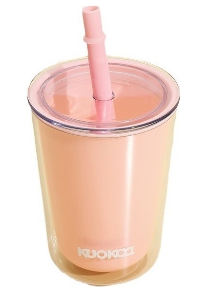 Öğrenci Ins Su Bardağı Kadın Yaz Yüksek Görünümlü Çift Katmanlı Plastik Pipetli Bardak Taşınabilir Büyük Kapasiteli Gıda Sınıfı Yüksek Sıcaklığa Dayanıklı (Yurt Dışından)