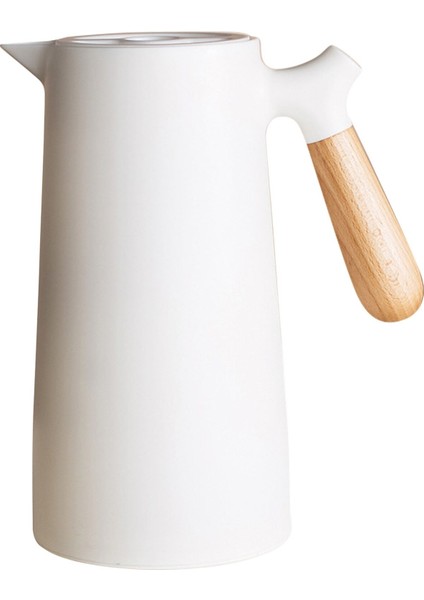 1l Ahşap Kulplu Seramik Termos - Beyaz (Yurt Dışından)
