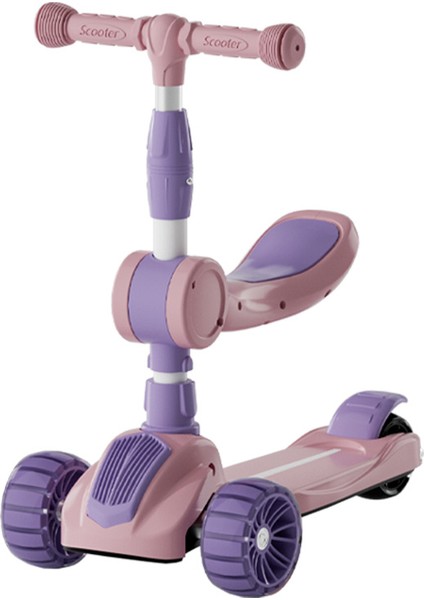 Çocuklar Katlanabilir Ayarlanabilir Işık Yanıp Sönen Pu Tekerlek 3'ü 1 Arada Scooter (Yurt Dışından)