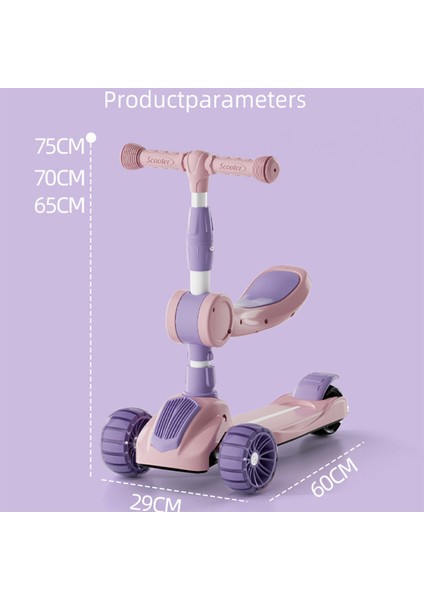 Çocuklar Katlanabilir Ayarlanabilir Işık Yanıp Sönen Pu Tekerlek 3'ü 1 Arada Scooter (Yurt Dışından) fiyatları
