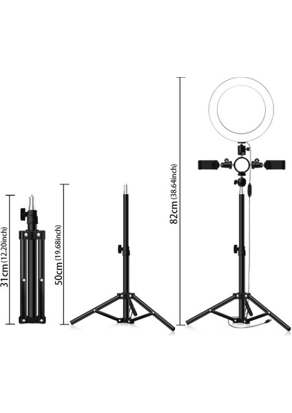 Disk Çoklu Kamera Masaüstü Dolgu Işığı Çapa Canlı Güzellik Işığı Üç Çift Kamera Masaüstü Standı Çift Telefon 6 Inç (Yurt Dışından) fiyatları