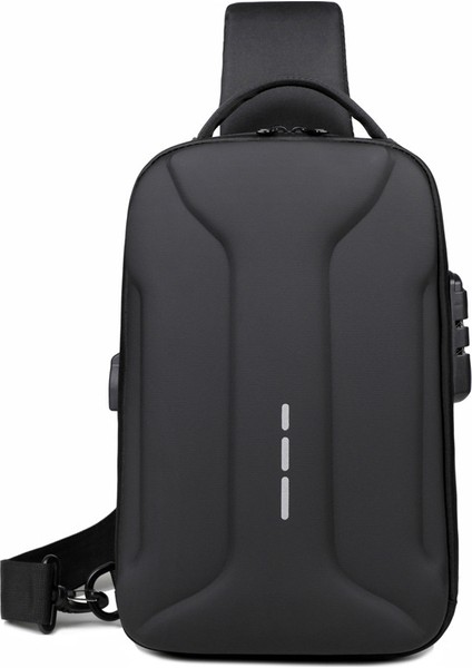 Moda Yaz Erkek Çantası Omuz Motosiklet Çantası, Hırsızlık Önleyici Şifreli Kilit Crossbody Çanta Büyük Kapasiteli Göğüs Çantası Üst Düzey Moda Sırt Çantası (Yurt Dışından)