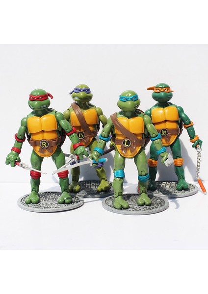 Taban Eklemleri Olan 4 Çeşit Teenage Mutant Ninja Turtles Hareketli Oyuncak Bebekler Film Versiyonu El Yapımı Modeller (Yurt Dışından)