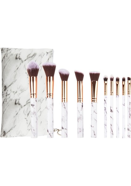 Mermer On Makyaj Fırçası Seti Göz Farı Fırçası Allık Fırçası Gevşek Pudra Fırçası Acemi Makyaj Araç Seti (Yurt Dışından)