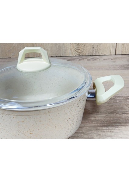 Ravelli Maxima Extra 22 cm Granit Tencere Krem