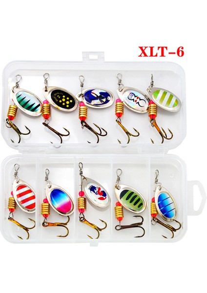 10 Adet Balıkçılık Yemi Metal Kaşık Döndürücü Kaşık Yemi Krank Yemler Balıkçılık Wobblers Pike Tığ Işi Seti Takım Kutularıyla Yapay Yem (Yurt Dışından)