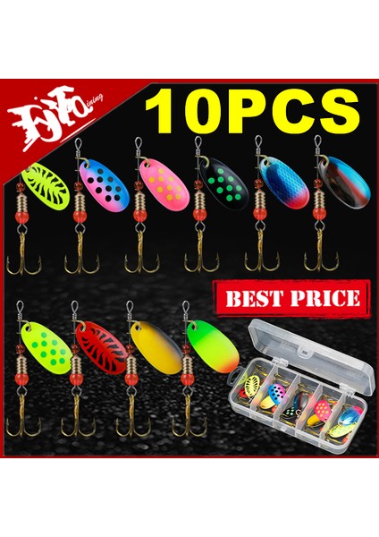 10 Adet Balıkçılık Yemi Metal Kaşık Döndürücü Kaşık Yemi Krank Yemler Balıkçılık Wobblers Pike Tığ Işi Seti Takım Kutularıyla Yapay Yem (Yurt Dışından) fırsatları