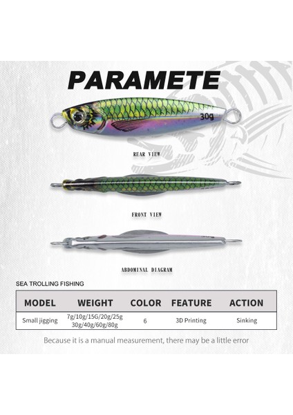 Hunthouse Metal Jig Balıkçılık Yemi Batıran Yavaş Jigging 7G-80G Atış Sert Yem Tuzlu Su Yapay Turna Seab Balık Takımı (Yurt Dışından)