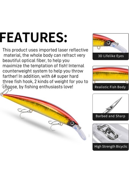 1 Adet 33G/10.8CM Mınnow Balıkçılık Yemi Global Yeni Sürüm Uzun Atışlar Için Batıcı Yem Sert Yem Takımı Sinek Balıkçılığı Için (Yurt Dışından) modelleri