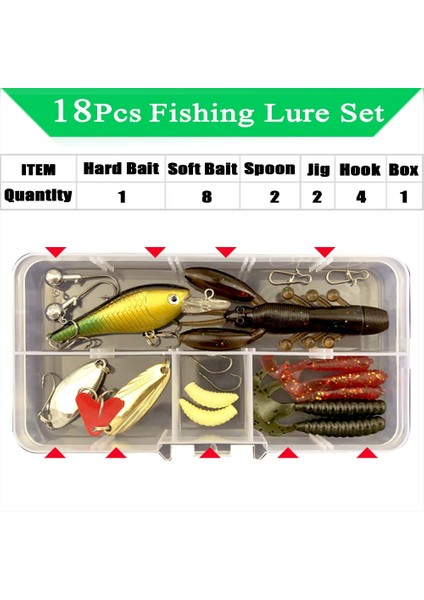 Balıkçılık Yemi Seti Yumuşak ve Sert Yem Seti Dişli Katman Minnow Metal Jig Kaşığı B Pike Krank Takımı Aksesuarları Kutulu (Yurt Dışından)