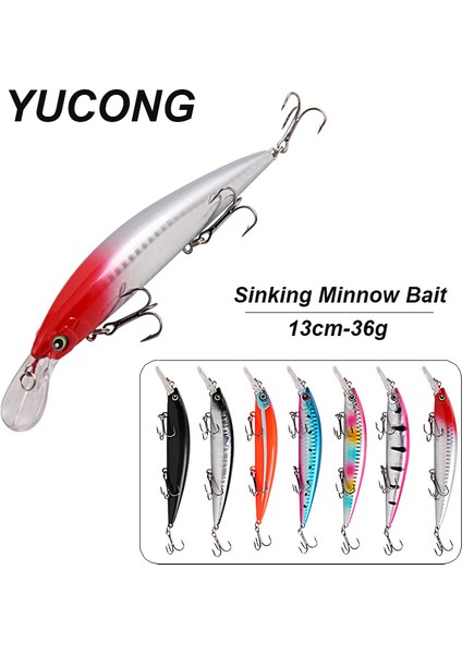 Yucong 1px Batıran Minnow Yemi 13CM-36G Trolling Balıkçılık Yemi Sessiz Sert Wobbler Deniz Leurre Peche Sert Yem Isca Señuelos Balıkçılık (Yurt Dışından) fiyatları