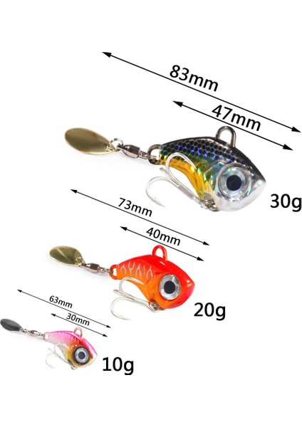 Spinner Bait Vıb Spoon Metal Jig Balıkçılık Titreşim 10G 20G 30G Yapay Sert Yem Sequins Pesca Wobble Dönen Döndürme Yemi (Yurt Dışından)