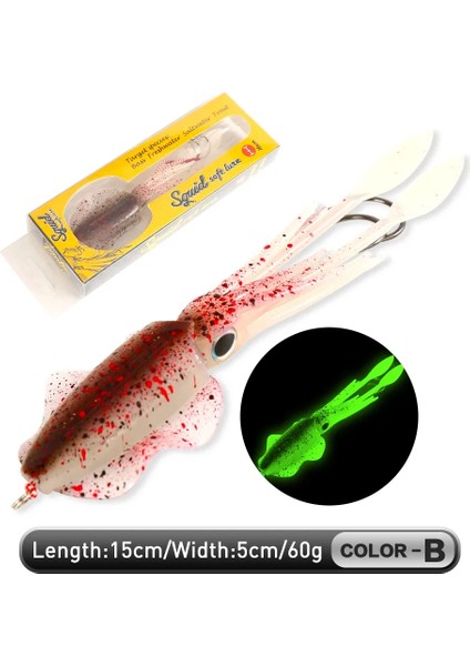 Zukıbo Yumuşak Kalamar Yemi Balıkçılık Trolling Yemi Ahtapot Başlı Jigler 60G Aydınlık Uv Kalamar Jig Derin Deniz Tekne Balıkçılığı Için Wobblers Yem (Yurt Dışından)