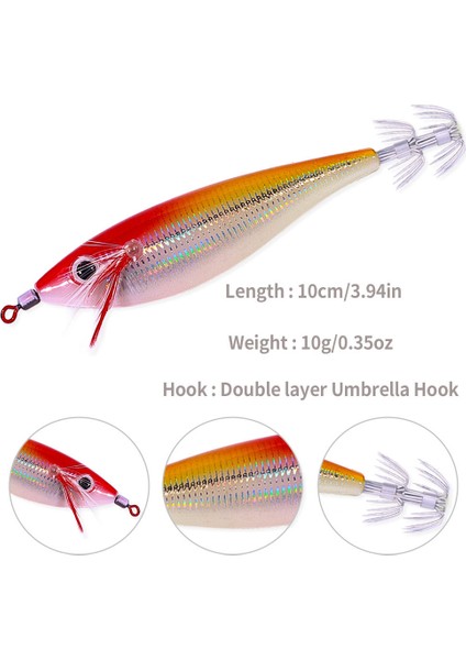 Sea.yolo 10CM10G Aydınlık Balıkçılık Yemi Ahşap Karides Yemi Yapay Kalamar Kancası Ahtapot Mürekkep Balığı Deniz Balıkçılığı Için Sert Yemler (Yurt Dışından)