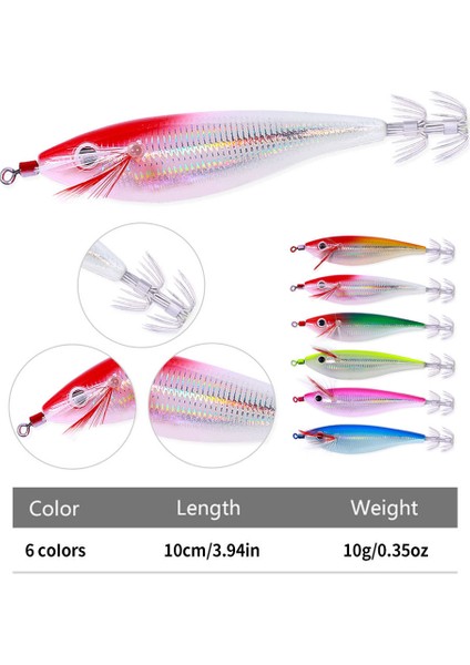 Sea.yolo 10CM10G Aydınlık Balıkçılık Yemi Ahşap Karides Yemi Yapay Kalamar Kancası Ahtapot Mürekkep Balığı Deniz Balıkçılığı Için Sert Yemler (Yurt Dışından)